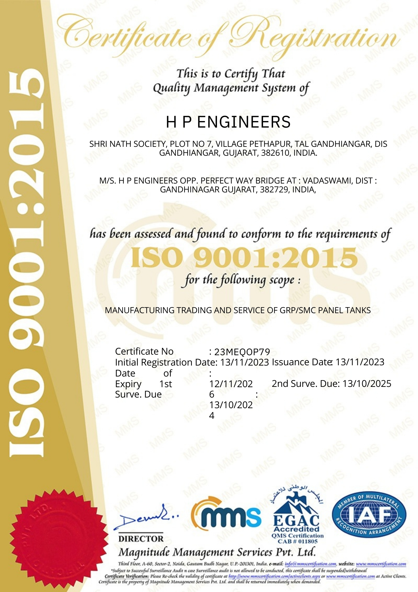 ISO Certificate - HP Engineers
